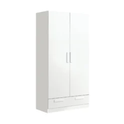 Armoire 2 Portes 1 Tiroir 200X102X51Cm Blanc-Caraïbes - Venprodin
