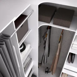 Dressing D'angle Avec Rideau Et 1 Porte - Avec Miroir - L231 Cm - Blanc Et Gris - BERTRAND 11 Dressing D'angle Avec Rideau Et 1 Porte - Avec Miroir - L231 Cm - Blanc Et Gris - BERTRAND -Sominova Soldes Boutique armoire et dressing 20050655