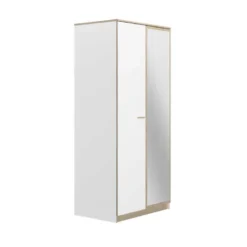 Armoire 2 Portes 1 Miroir Blanc/Chêne Blond - MAILLE