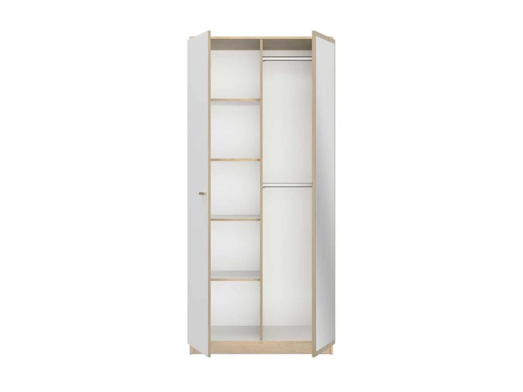 Armoire 2 Portes 1 Miroir Blanc/Chêne Blond - MAILLE 4 Armoire 2 Portes 1 Miroir Blanc/Chêne Blond - MAILLE – Image 2