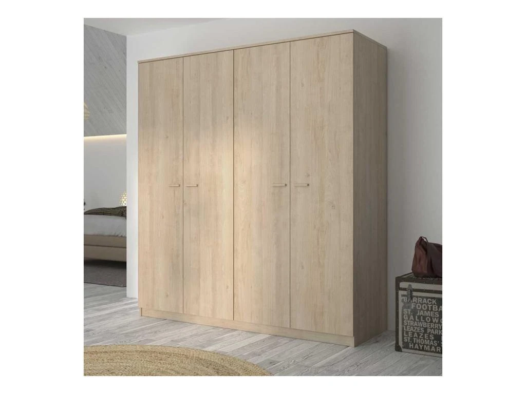 Armoire 4 Portes Chêne Blond - MAILLE 3 Armoire 4 Portes Chêne Blond - MAILLE