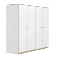 Armoire 4 Portes Blanc/Chêne Blond - MAILLE