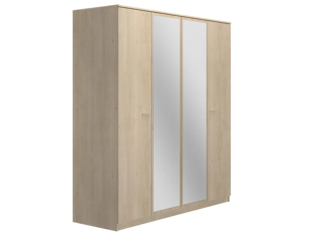 Armoire 4 Portes 2 Miroirs Chêne Blond - MAILLE 4 Armoire 4 Portes 2 Miroirs Chêne Blond - MAILLE – Image 2