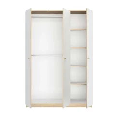 Armoire 3 Portes Blanc/Chêne Blond - MAILLE 7 Armoire 3 Portes Blanc/Chêne Blond - MAILLE -Sominova Soldes Boutique armoire et dressing 21026719