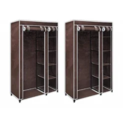 Lot De 2 Armoires étagères Penderie Dressing Tissu Marron Entrée Chambre Camping Bre Camping 2002003/2