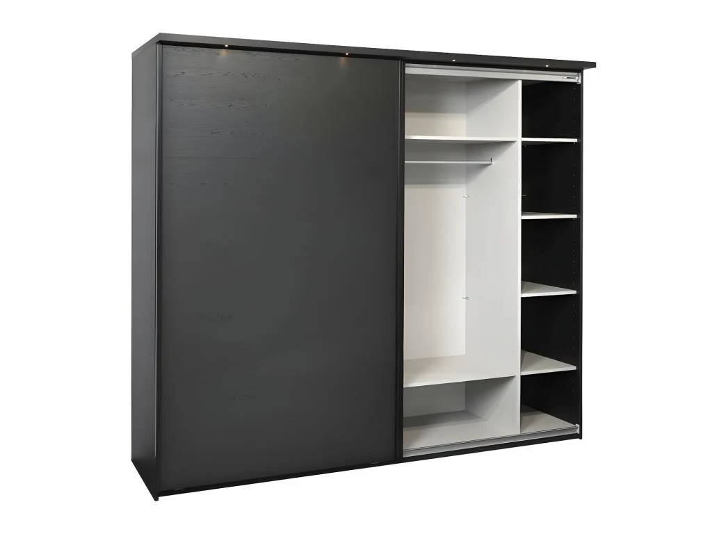 Armoire 2 Portes Coulissantes 217 Cm Bois Noir - UNYS 6 Armoire 2 Portes Coulissantes 217 Cm Bois Noir - UNYS – Image 4