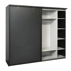 Armoire 2 Portes Coulissantes 217 Cm Avec Miroir Bois Noir - UNYS -Sominova Soldes Boutique armoire et dressing 21722125