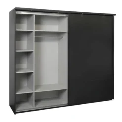Armoire 2 Portes Coulissantes 217 Cm Avec Miroir Bois Noir - UNYS -Sominova Soldes Boutique armoire et dressing 21722127