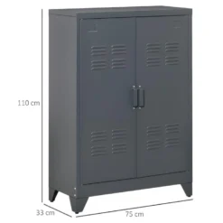 Armoire Buffet Industriel BERGAME Tôle De Métal -Sominova Soldes Boutique armoire et dressing 21989087