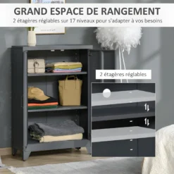 Armoire Buffet Industriel BERGAME Tôle De Métal -Sominova Soldes Boutique armoire et dressing 21989091