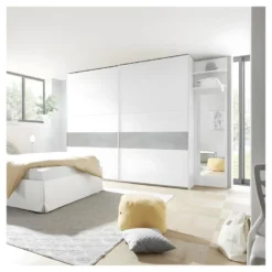 Armoire 2 Portes Coulissantes Blanc/Ciment - ANIECE N°3 -Sominova Soldes Boutique armoire et dressing 22076489