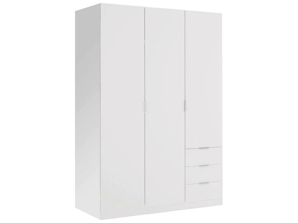 Vestiaire Dnespol, Armoire De Chambre à 3 Portes Et 3 Tiroirs, Armoire Avec 3 étagères Et Barre De Cintre, 121x52h180 Cm, Blanc 3 Vestiaire Dnespol, Armoire De Chambre à 3 Portes Et 3 Tiroirs, Armoire Avec 3 étagères Et Barre De Cintre, 121x52h180 Cm, Blanc