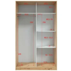 Armoire Waterbury, Armoire De Chambre Avec 2 Portes Coulissantes, Meuble Avec 4 étagères Et Tringle à Vêtements, 120x50h200 Cm, Chêne Knots -Sominova Soldes Boutique armoire et dressing 22790009