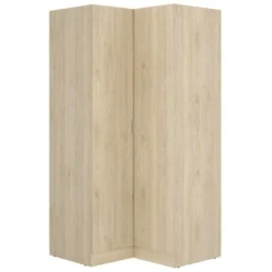 Armoire Elgon, Meubles D'angle Pour Chambre à Coucher, Armoire D'angle Avec 2 Portes Battantes, 91x93h184 Cm, Chêne