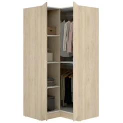 Armoire Elgon, Meubles D'angle Pour Chambre à Coucher, Armoire D'angle Avec 2 Portes Battantes, 91x93h184 Cm, Chêne -Sominova Soldes Boutique armoire et dressing 22790219