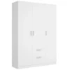 Armoire Argentella, Portemanteau Pour Chambre, Armoire Avec 3 Portes Battantes Et 2 Tiroirs, 150x52h215 Cm, Blanc -Sominova Soldes Boutique armoire et dressing 22790309