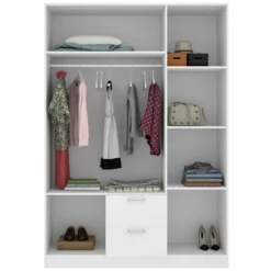 Armoire Argentella, Portemanteau Pour Chambre, Armoire Avec 3 Portes Battantes Et 2 Tiroirs, 150x52h215 Cm, Blanc -Sominova Soldes Boutique armoire et dressing 22790317