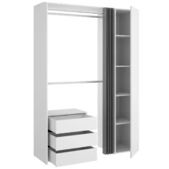 Armoire Sciliar, Structure Pour Dressing, Portemanteau Ouvert, 141x52h205 Cm, Blanc Et Anthracite -Sominova Soldes Boutique armoire et dressing 22790375