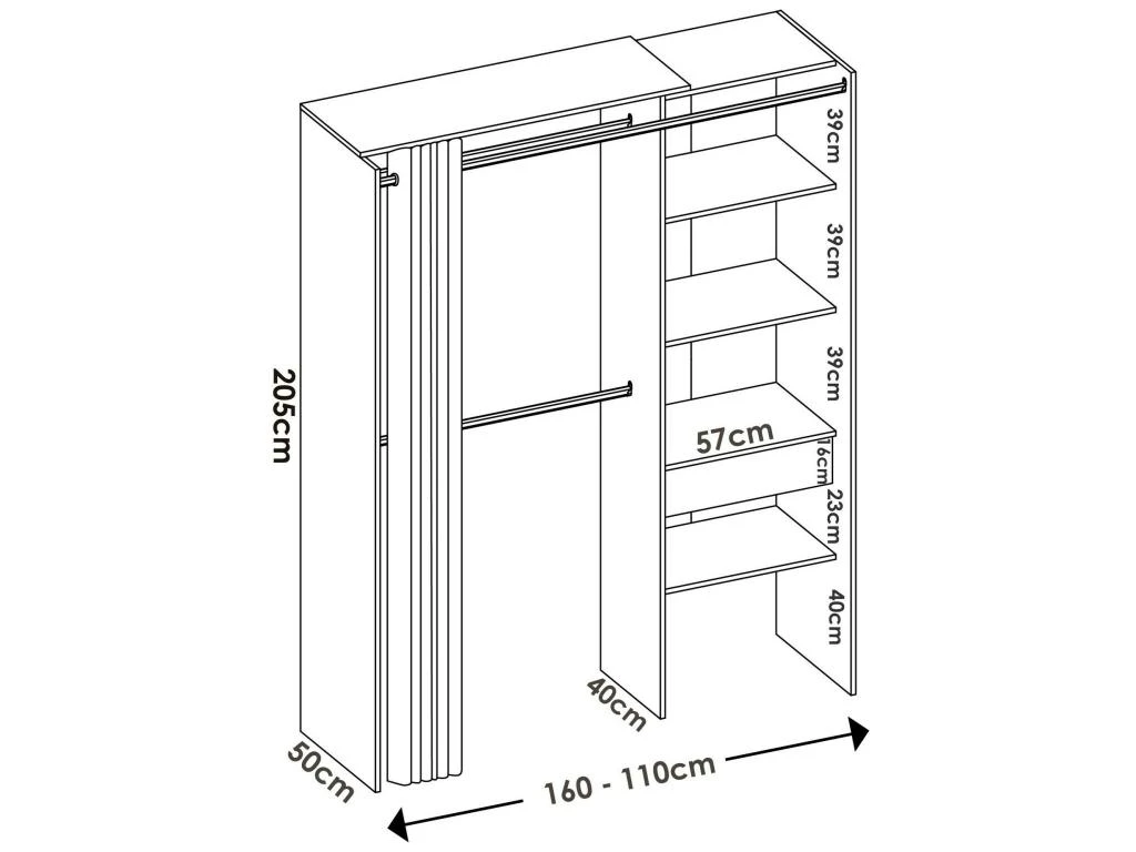 Armoire Wetterhorn, Structure Pour Dressing, Portemanteau Ouvert, 160x50h205 Cm, Blanc Et Gris 5 Armoire Wetterhorn, Structure Pour Dressing, Portemanteau Ouvert, 160x50h205 Cm, Blanc Et Gris – Image 3