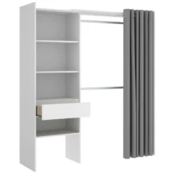 Armoire Wetterhorn, Structure Pour Dressing, Portemanteau Ouvert, 160x50h205 Cm, Blanc Et Gris 11 Armoire Wetterhorn, Structure Pour Dressing, Portemanteau Ouvert, 160x50h205 Cm, Blanc Et Gris -Sominova Soldes Boutique armoire et dressing 22790641