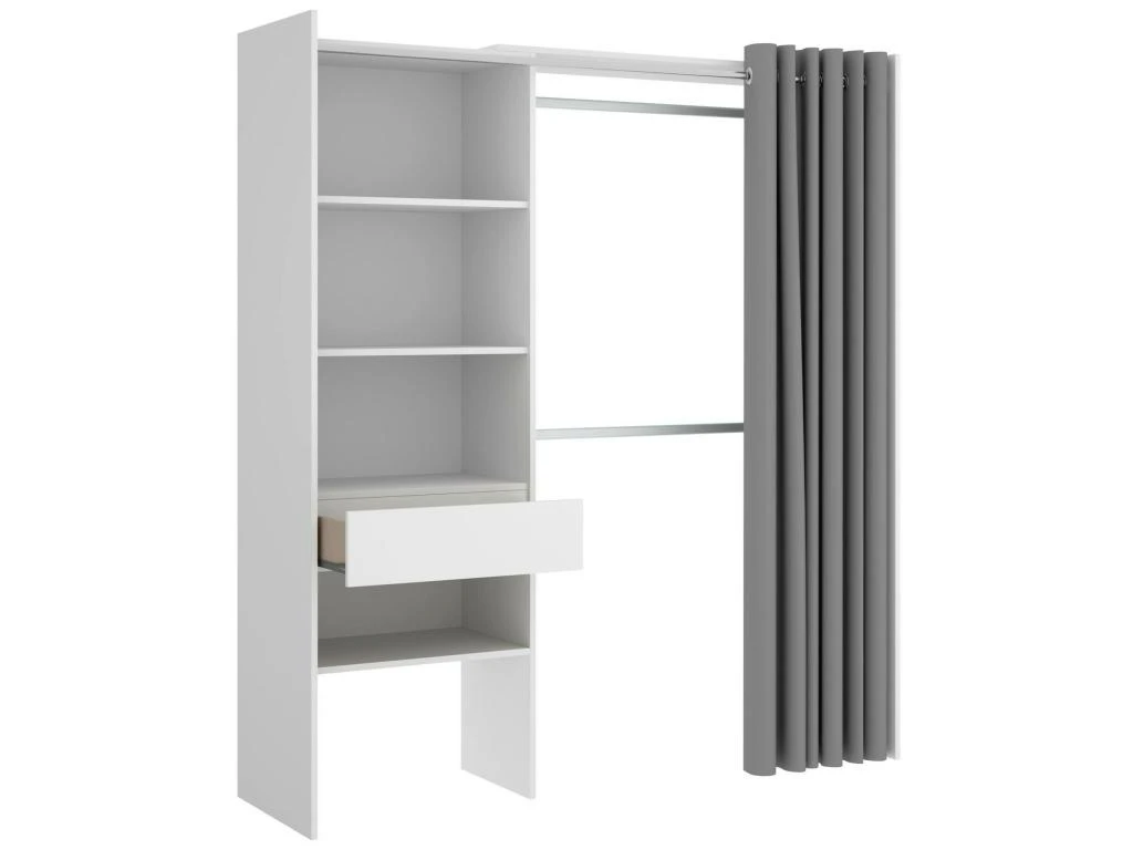 Armoire Wetterhorn, Structure Pour Dressing, Portemanteau Ouvert, 160x50h205 Cm, Blanc Et Gris 7 Armoire Wetterhorn, Structure Pour Dressing, Portemanteau Ouvert, 160x50h205 Cm, Blanc Et Gris – Image 5
