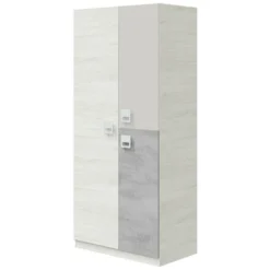 Armoire Manchester, Armoire Pour Chambre à Coucher, Meuble Avec 3 Portes Et 3 étagères Avec Tringle à Vêtements, 90x52h200 Cm, Gris Et Ciment -Sominova Soldes Boutique armoire et dressing 22790703