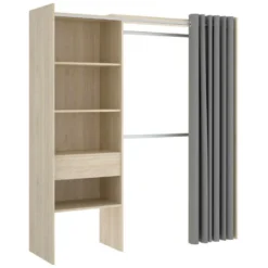 Armoire Wetterhorn, Structure Pour Dressing Avec Rideau, Portemanteau Ouvert, 160x50h203 Cm, Chêne -Sominova Soldes Boutique armoire et dressing 22790863