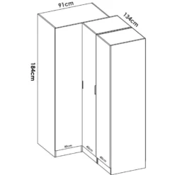Armoire Meru, Meuble D'angle Pour Chambre, Armoire D'angle Avec 3 Portes Battantes, 133x91h184 Cm, Blanc 9 Armoire Meru, Meuble D'angle Pour Chambre, Armoire D'angle Avec 3 Portes Battantes, 133x91h184 Cm, Blanc -Sominova Soldes Boutique armoire et dressing 22790905