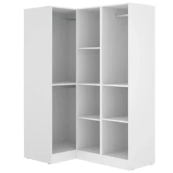 Armoire Meru, Meuble D'angle Pour Chambre, Armoire D'angle Avec 3 Portes Battantes, 133x91h184 Cm, Blanc 11 Armoire Meru, Meuble D'angle Pour Chambre, Armoire D'angle Avec 3 Portes Battantes, 133x91h184 Cm, Blanc -Sominova Soldes Boutique armoire et dressing 22790909