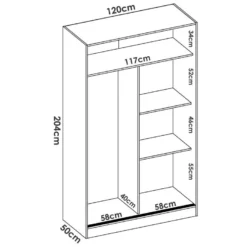 Armoire Denali, Porte-manteau Pour Chambre, Armoire Avec 2 Portes Coulissantes, 120x50h204 Cm, Chêne 9 Armoire Denali, Porte-manteau Pour Chambre, Armoire Avec 2 Portes Coulissantes, 120x50h204 Cm, Chêne -Sominova Soldes Boutique armoire et dressing 22790997