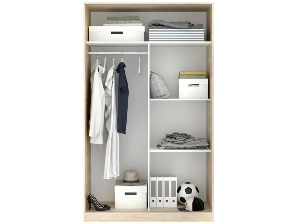 Armoire Denali, Porte-manteau Pour Chambre, Armoire Avec 2 Portes Coulissantes, 120x50h204 Cm, Chêne 7 Armoire Denali, Porte-manteau Pour Chambre, Armoire Avec 2 Portes Coulissantes, 120x50h204 Cm, Chêne – Image 5