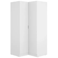 Armoire Elgon, Meuble D'angle Pour Chambre à Coucher, Armoire D'angle Avec 2 Portes Battantes, 91x93h184 Cm, Blanc