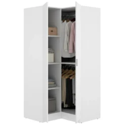 Armoire Elgon, Meuble D'angle Pour Chambre à Coucher, Armoire D'angle Avec 2 Portes Battantes, 91x93h184 Cm, Blanc -Sominova Soldes Boutique armoire et dressing 22791151