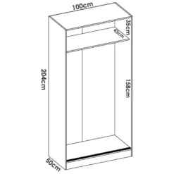 Armoire Kilimangiaro, Portemanteau Pour Chambre, Armoire Avec 2 Portes Coulissantes, 100x50h204 Cm, Chêne -Sominova Soldes Boutique armoire et dressing 22791187