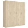 Armoire Bove, Cintre Pour Chambre, Armoire Avec 4 Portes Battantes, 200x52h215 Cm, Chêne