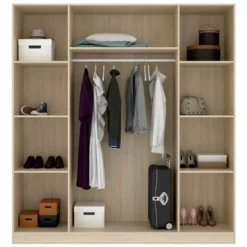 Armoire Bove, Cintre Pour Chambre, Armoire Avec 4 Portes Battantes, 200x52h215 Cm, Chêne 11 Armoire Bove, Cintre Pour Chambre, Armoire Avec 4 Portes Battantes, 200x52h215 Cm, Chêne -Sominova Soldes Boutique armoire et dressing 22791259