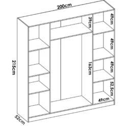 Armoire Bove, Portemanteau Pour Chambre, Armoire Avec 4 Portes Battantes, 200x52h215 Cm, Blanc -Sominova Soldes Boutique armoire et dressing 22791463