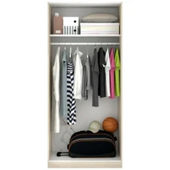 Armoire Giovo, Cintre Pour Chambre, Armoire Avec 2 Portes Battantes, 81x52h184 Cm, Chêne -Sominova Soldes Boutique armoire et dressing 22791647