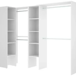 Armoire Quadro, Structure Pour Dressing D'angle, Porte-manteau D'angle Ouvert, 228x79h187 Cm, Blanc