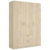 Armoire Argentella, Portemanteau Pour Chambre, Armoire Avec 3 Portes Battantes Et 2 Tiroirs, 150x52h215 Cm, Chêne -Sominova Soldes Boutique armoire et dressing 22792137