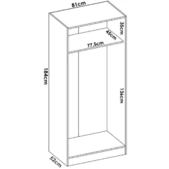 Armoire Giovo, Portemanteau Pour Chambre, Armoire Avec 2 Portes Battantes, 81x52h184 Cm, Blanc -Sominova Soldes Boutique armoire et dressing 22792151