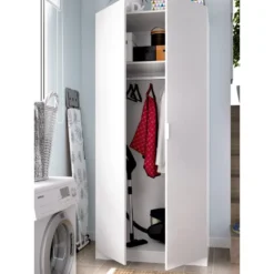 Armoire Giovo, Portemanteau Pour Chambre, Armoire Avec 2 Portes Battantes, 81x52h184 Cm, Blanc -Sominova Soldes Boutique armoire et dressing 22792153