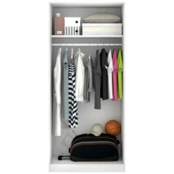 Armoire Giovo, Portemanteau Pour Chambre, Armoire Avec 2 Portes Battantes, 81x52h184 Cm, Blanc -Sominova Soldes Boutique armoire et dressing 22792155