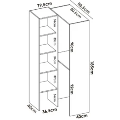 Armoire Bernina, Structure Pour Dressing D'angle, Porte-manteau D'angle Ouvert, 79x88h186 Cm, Chêne -Sominova Soldes Boutique armoire et dressing 22792189