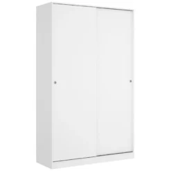 Armoire Denali, Porte-manteau Pour Chambre, Armoire Avec 2 Portes Coulissantes, 120x50h204 Cm, Blanc