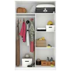 Armoire Denali, Porte-manteau Pour Chambre, Armoire Avec 2 Portes Coulissantes, 120x50h204 Cm, Blanc 11 Armoire Denali, Porte-manteau Pour Chambre, Armoire Avec 2 Portes Coulissantes, 120x50h204 Cm, Blanc -Sominova Soldes Boutique armoire et dressing 22792287