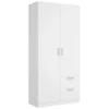 Armoire Velino, Portemanteau Pour Chambre, Armoire Avec 2 Portes Battantes Et 2 Tiroirs, 100x52h215 Cm, Blanc -Sominova Soldes Boutique armoire et dressing 22792575
