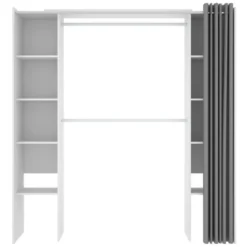 Armoire Manaslu, Structure Pour Dressing, Portemanteau Ouvert, 180x50h205 Cm, Blanc Et Gris 9 Armoire Manaslu, Structure Pour Dressing, Portemanteau Ouvert, 180x50h205 Cm, Blanc Et Gris -Sominova Soldes Boutique armoire et dressing 22792629