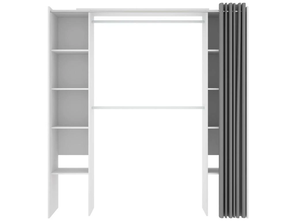 Armoire Manaslu, Structure Pour Dressing, Portemanteau Ouvert, 180x50h205 Cm, Blanc Et Gris 6 Armoire Manaslu, Structure Pour Dressing, Portemanteau Ouvert, 180x50h205 Cm, Blanc Et Gris – Image 4
