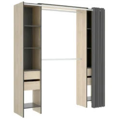 Armoire Resegone, Structure Pour Dressing, Portemanteau Ouvert, 180x50h205 Cm, Chêne Et Anthracite